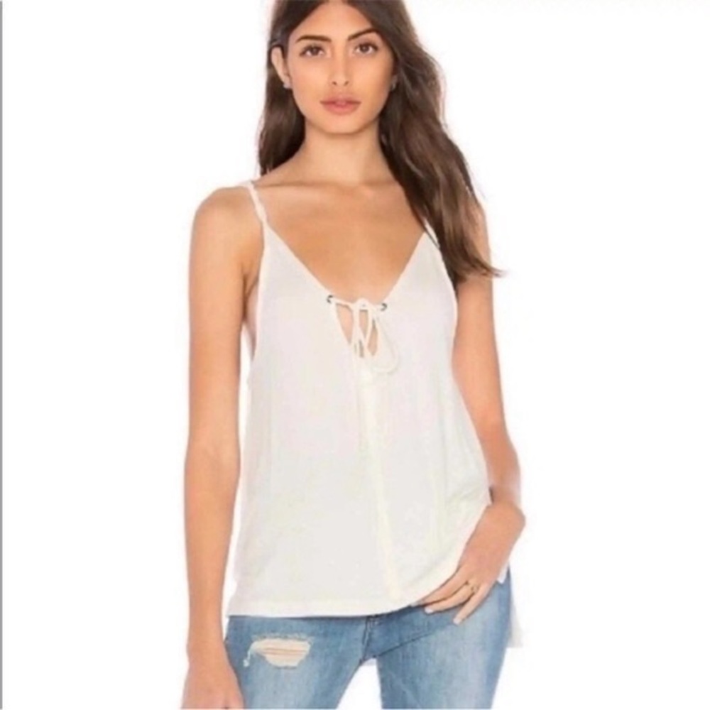 We The Free Scarlett Twisted Strap Tie Front Ribbed Tank in White Large
